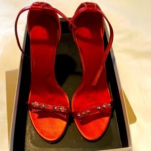 Red  metallic Burberry cadium willenmore heels